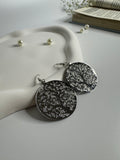 Silver Bloom Cutwork Disc Earrings