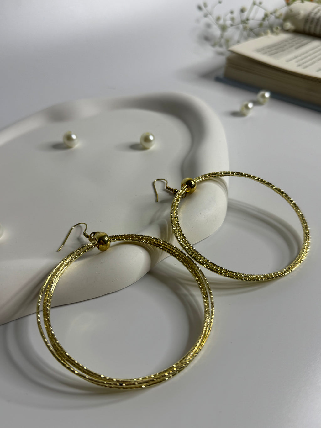 Classic Textured Gold Hoop Earrings