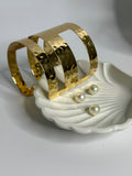 Wide Hammered Brass Statement Cuff