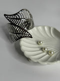 Silver Twin Leaf Open Bracelet