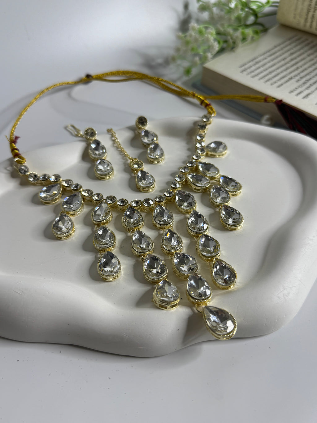 Crystal Drop Necklace Set