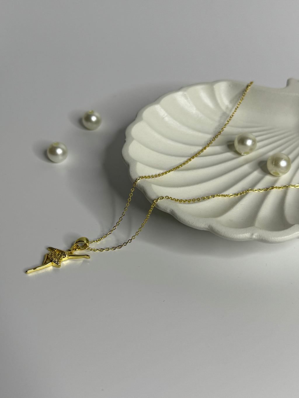 Golden Ballet Dancer Pendant Necklace