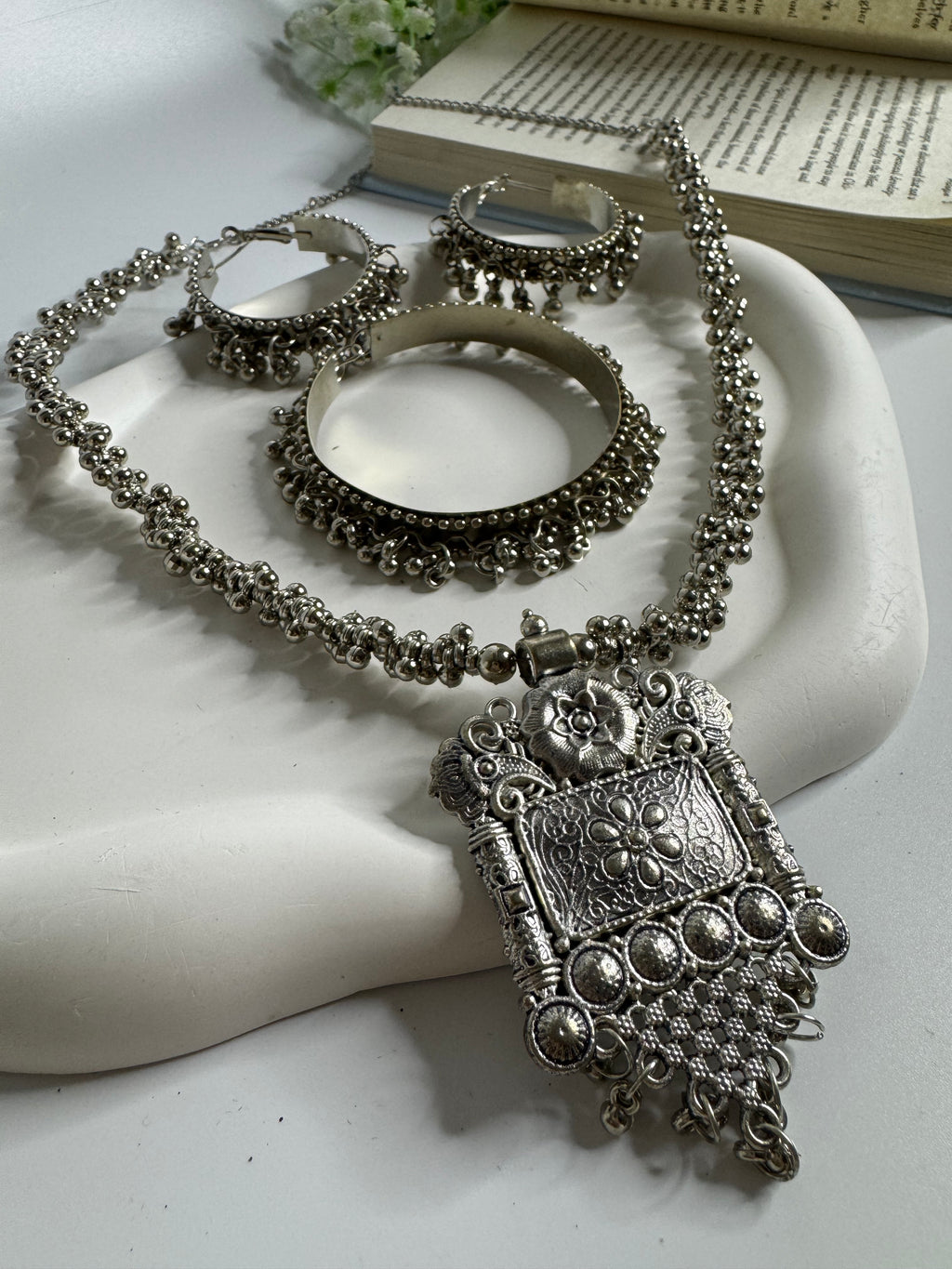 Heritage Oxidised Jewellery Set (3-Piece)