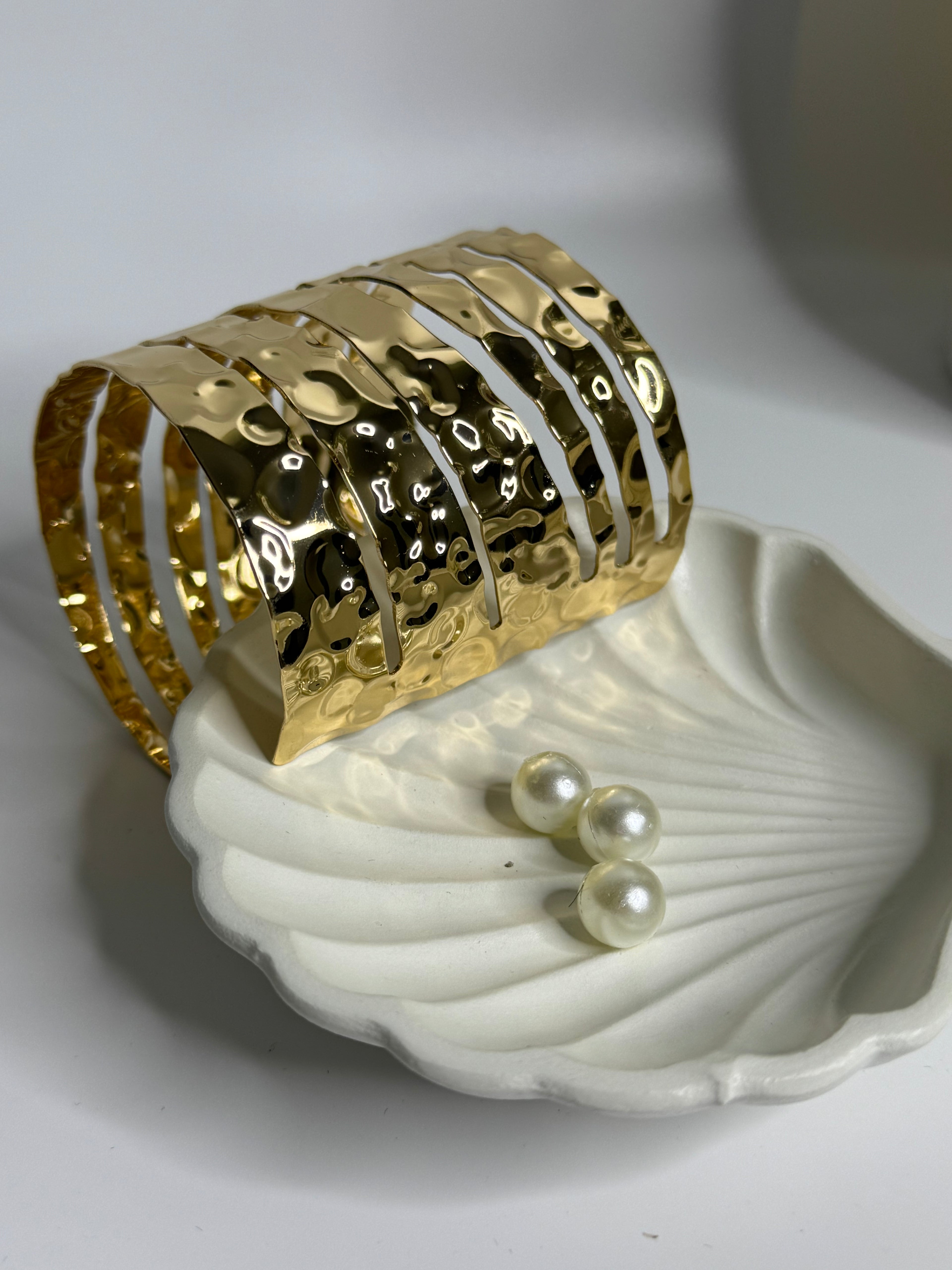 Hammered Gold Brass Statement Cuff