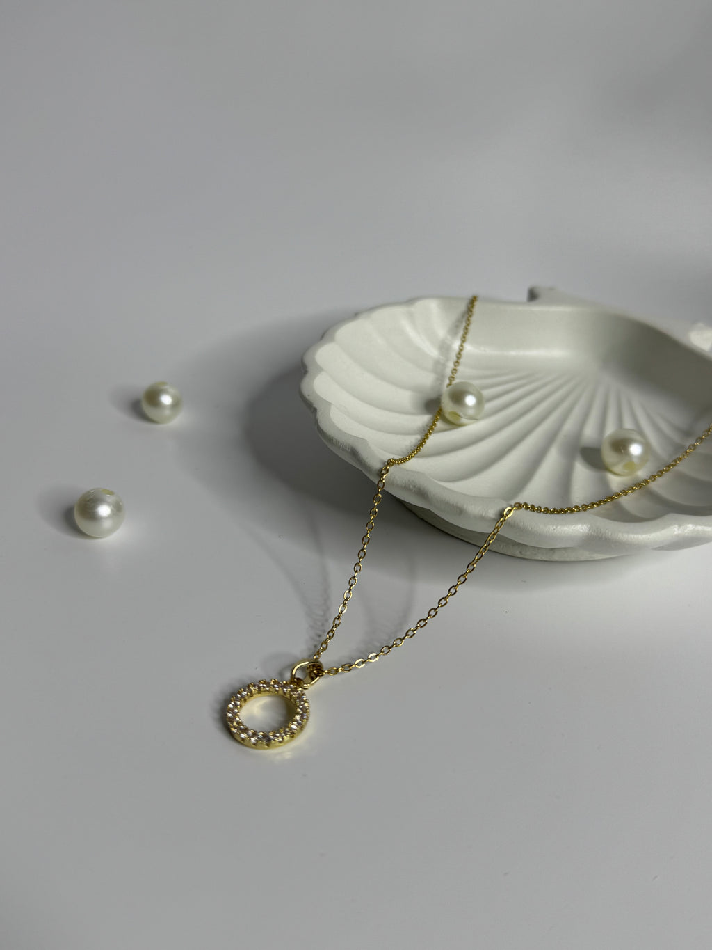 Golden Crystal Halo Pendant Necklace