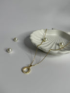 Golden Crystal Halo Pendant Necklace