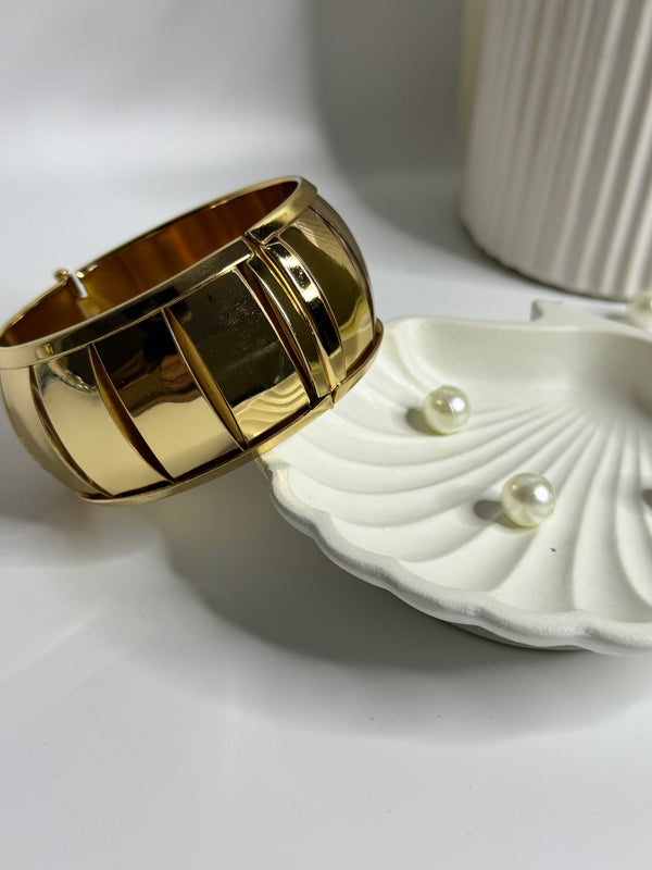 Gold Panel Statement Cuff Bracelet