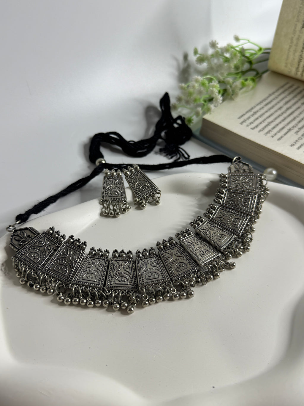 Antique Oxidised Choker Set