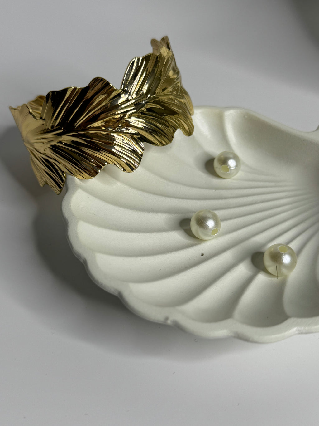 Golden Feather Textured Cuff Bracelet