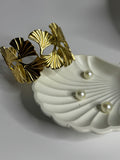 Golden Fan Motif Statement Bracelet