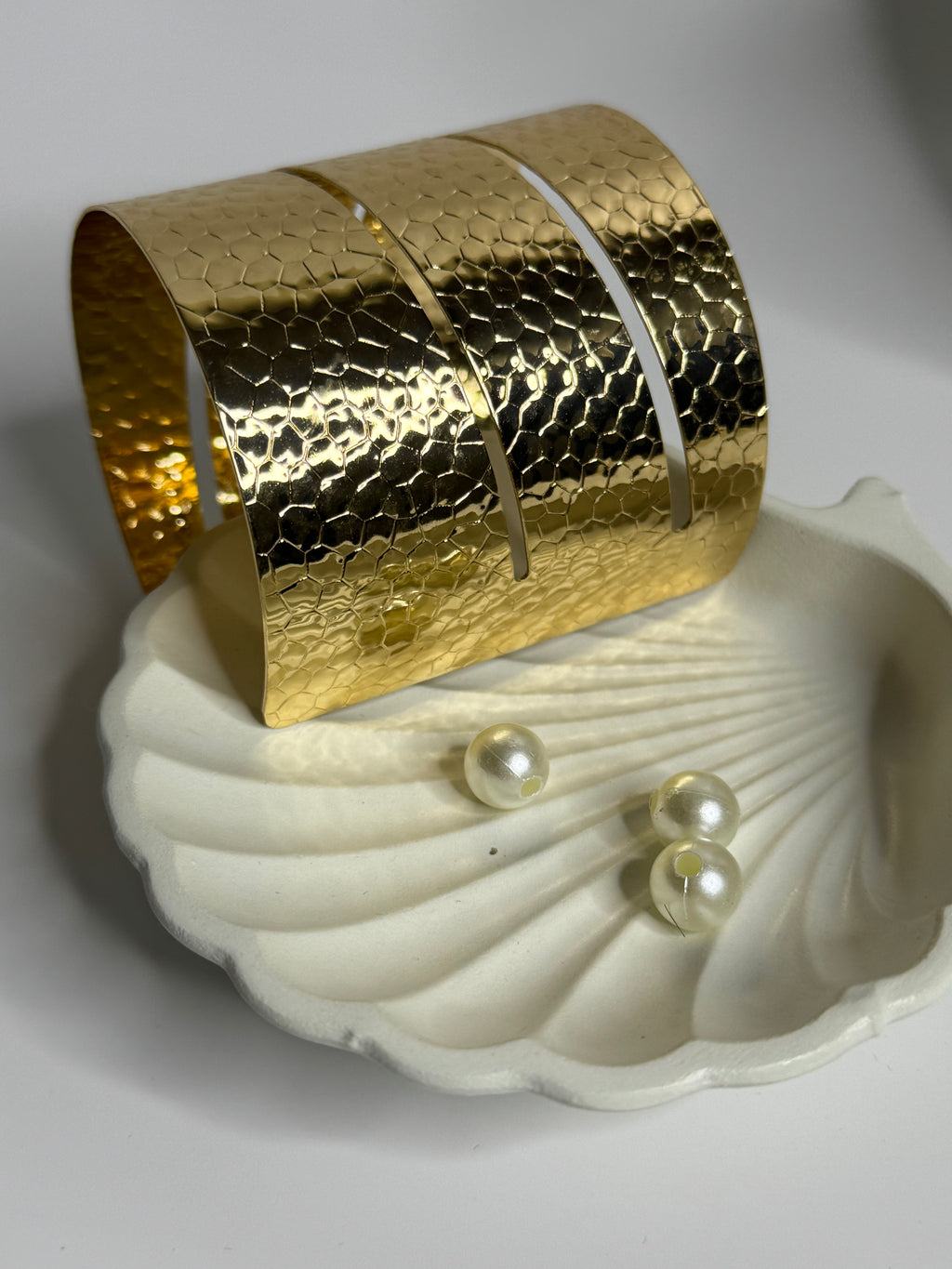 Embossed Texture Brass Cuff Bracelet