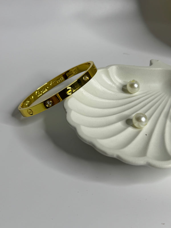 Anti-Tarnish Gold Stud Detail Bangle