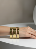 Wide Hammered Brass Statement Cuff