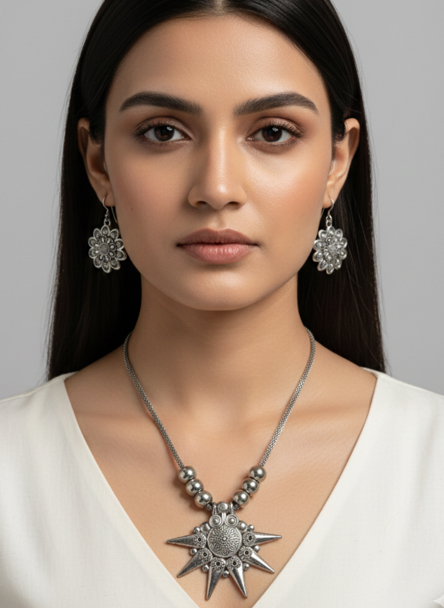 Surya Oxidised Necklace Set