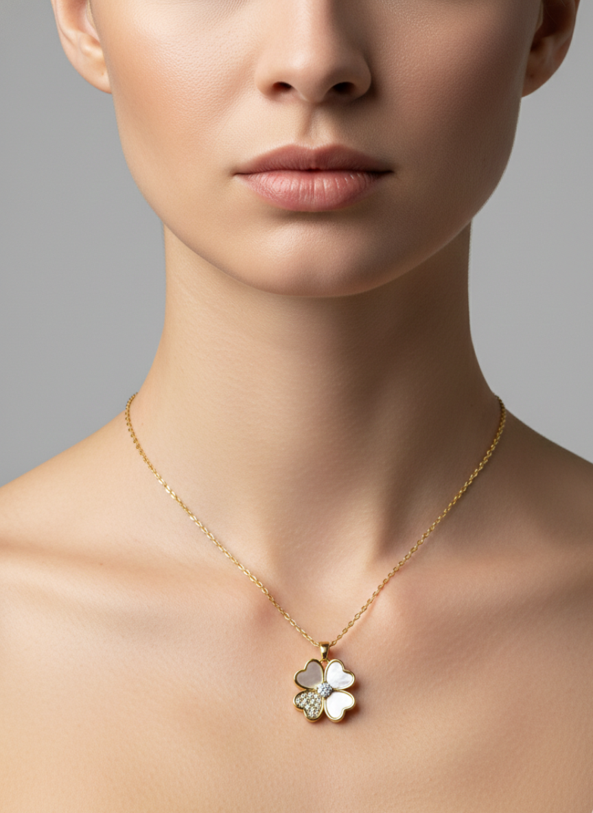 Golden Bloom Floral Pendant Necklace