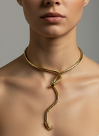 Twist Drop Snake Chain Necklace Gold