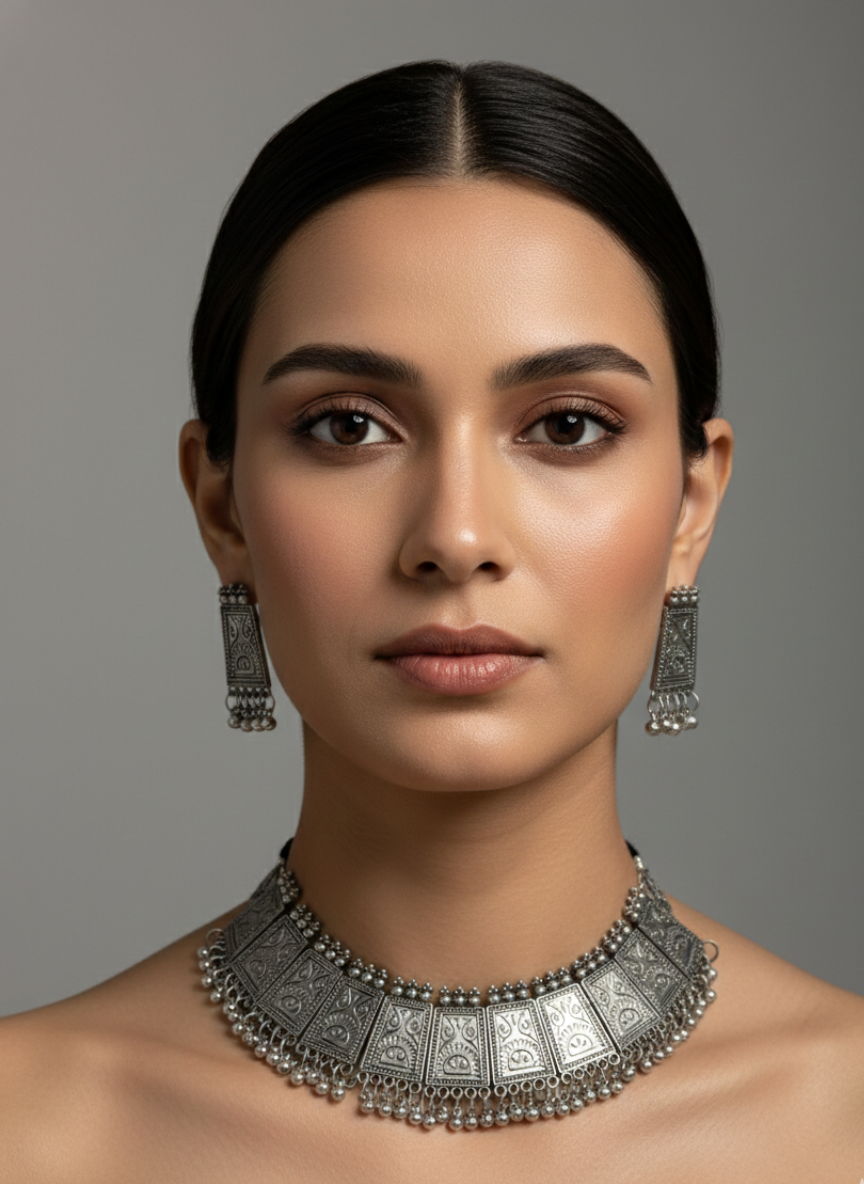 Antique Oxidised Choker Set