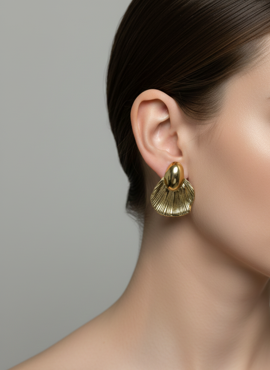 Golden Shell Fold Earrings