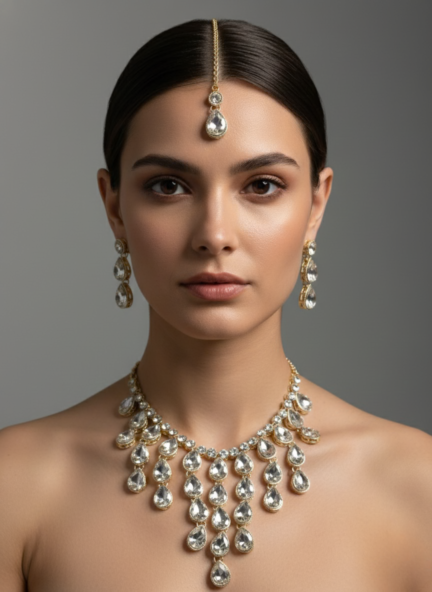 Crystal Drop Necklace Set