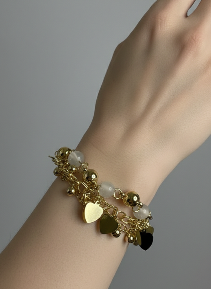 Gold Heart Charm Chain Bracelet