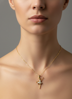 Golden Ballet Dancer Pendant Necklace