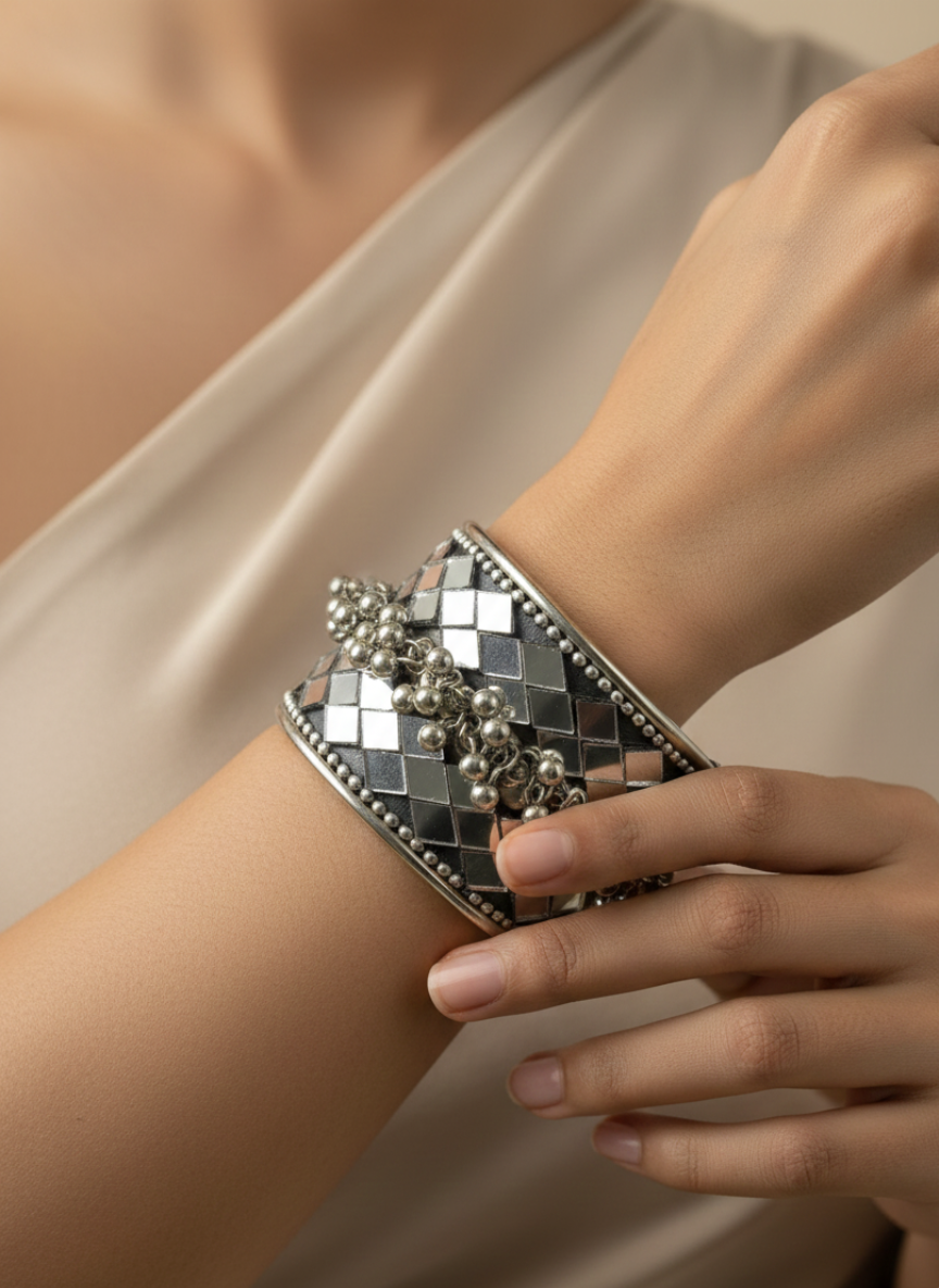 Mirror Grid Oxidised Bracelet