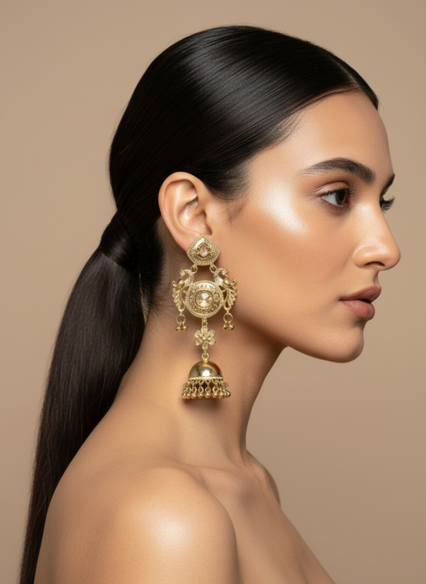 Gold-Tone Jhumki Earrings