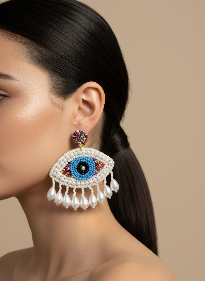 Evil Eye Handmade Beaded Earrings