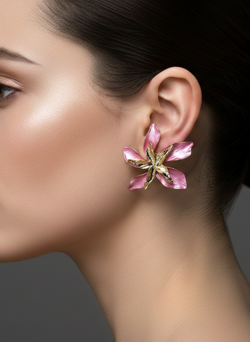 Bloom Statement Earrings Pink