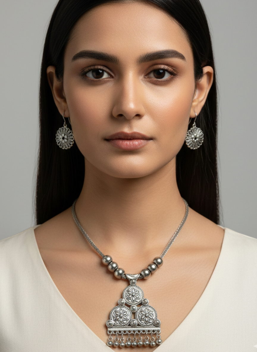 Heritage Shield Oxidised Necklace Set