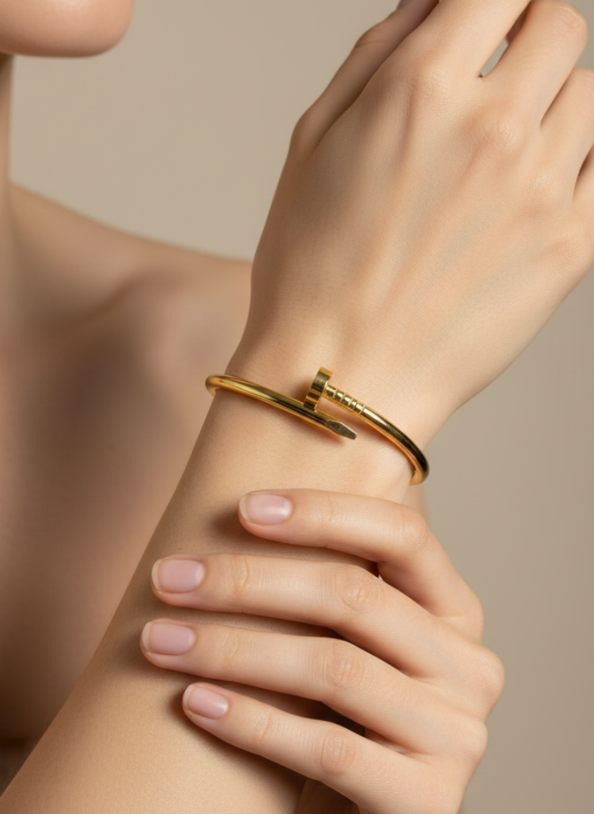 Anti-Tarnish Nail Cuff Bracelet Gold