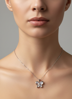 Elegant Butterfly Pendant Necklace Silver