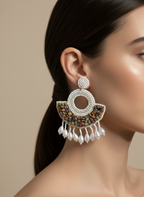 Handmade Beaded Pearl Tassel Earrings