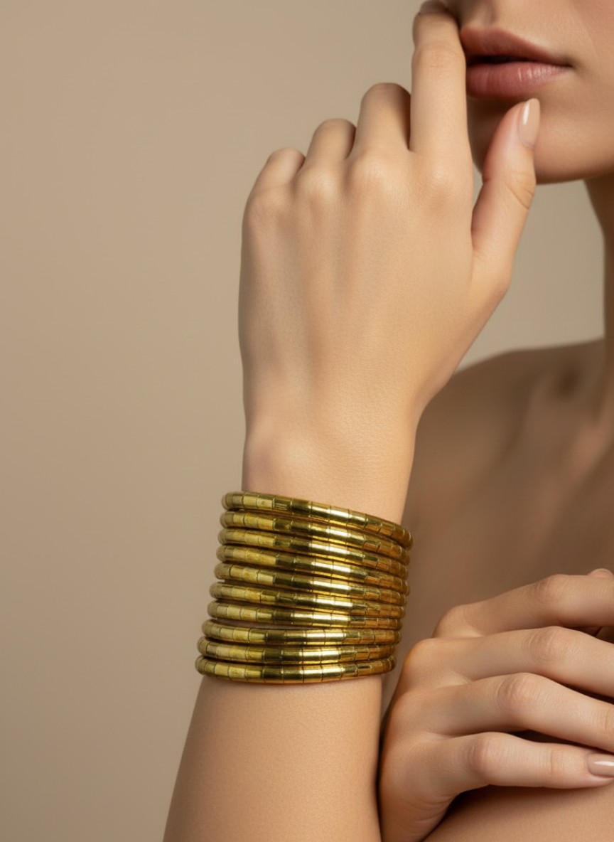 Classic Gold Brass Spiral Bangle