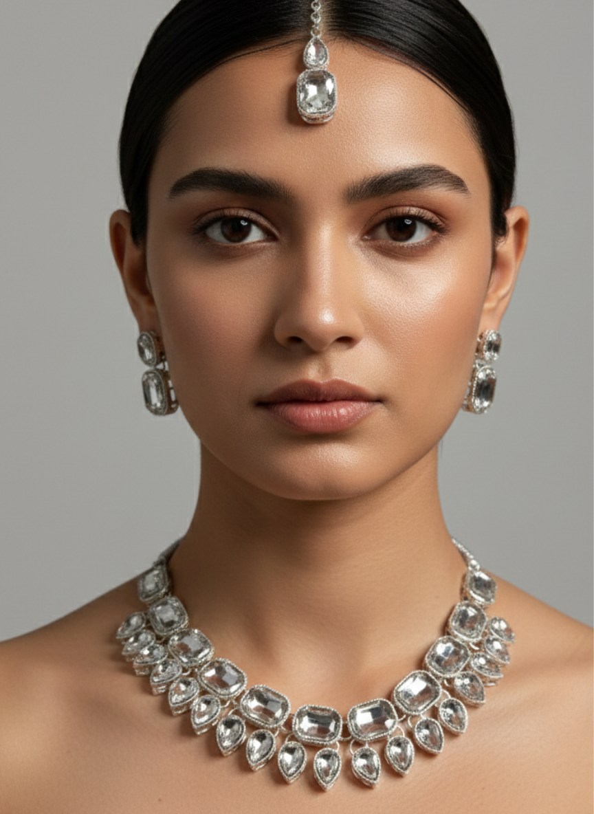 Clear Stone Necklace Set