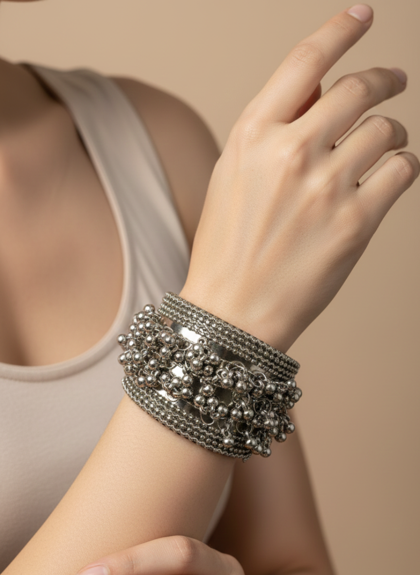 Multi-Layer Bead Oxidised Bracelet