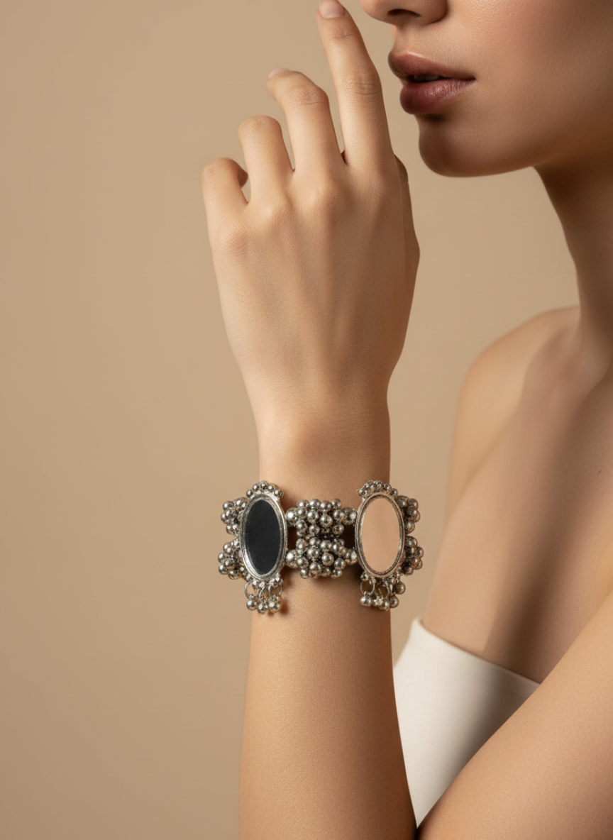 Oval Oxidised Bracelet