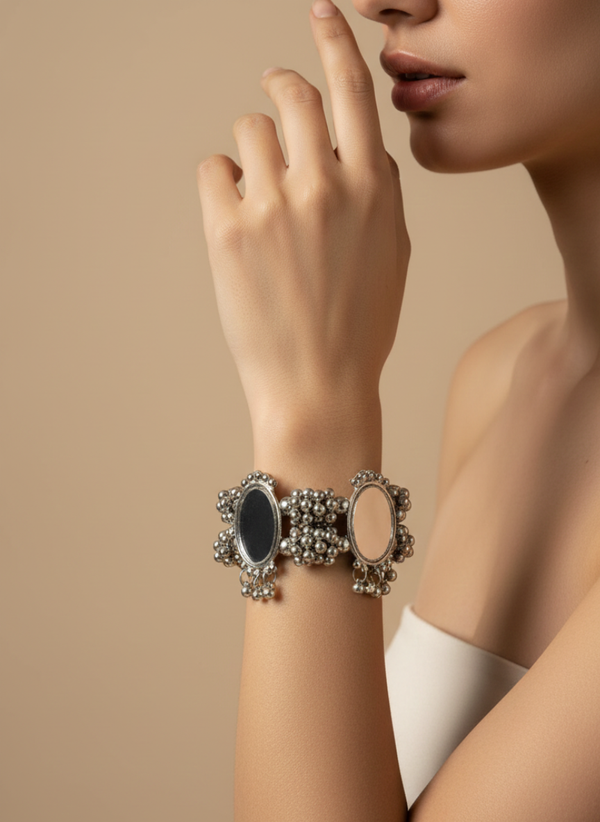 Oval Oxidised Bracelet