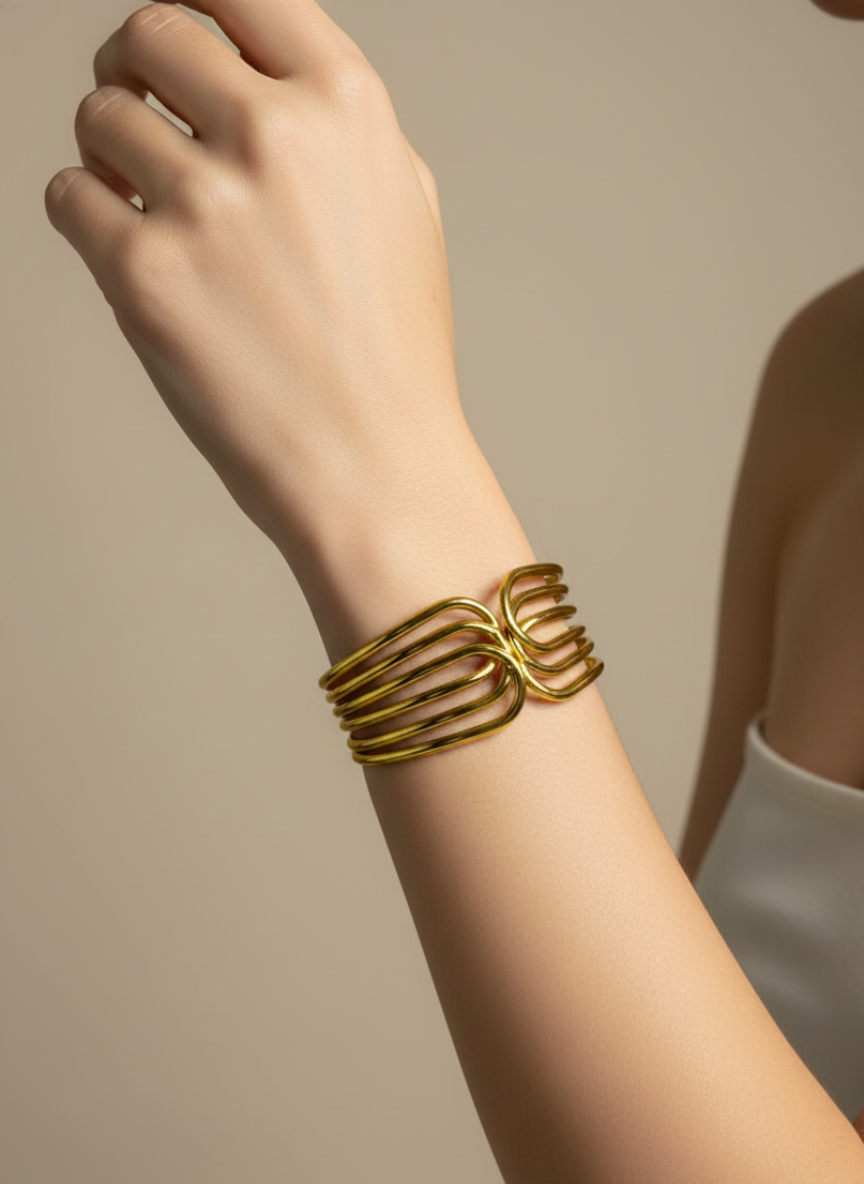 Golden Wave Multi-Band Bracelet