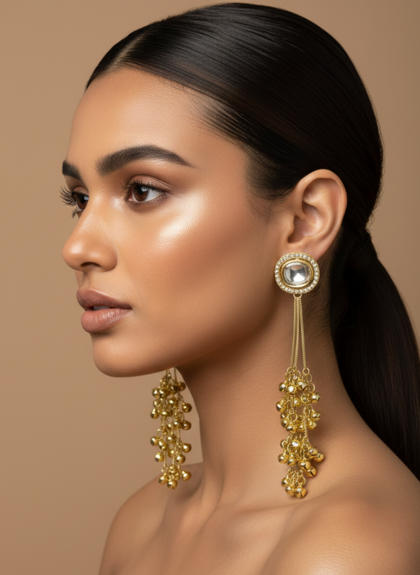 Kashmiri Gold Bead Danglers