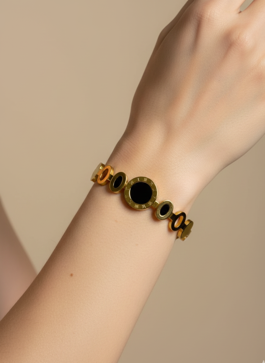 Midnight Gold & Black Statement Bracelet