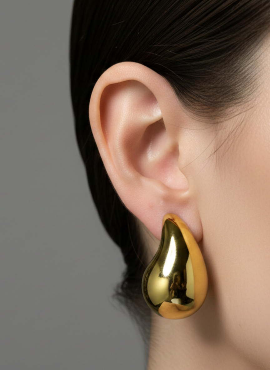 Golden Teardrop Statement Earrings