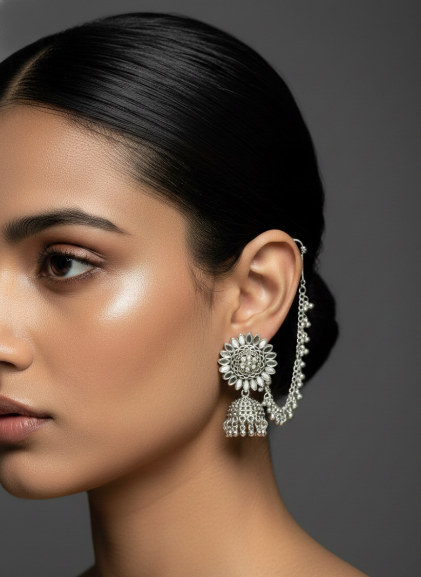 Classic Stone Bahubali Jhumki Earrings