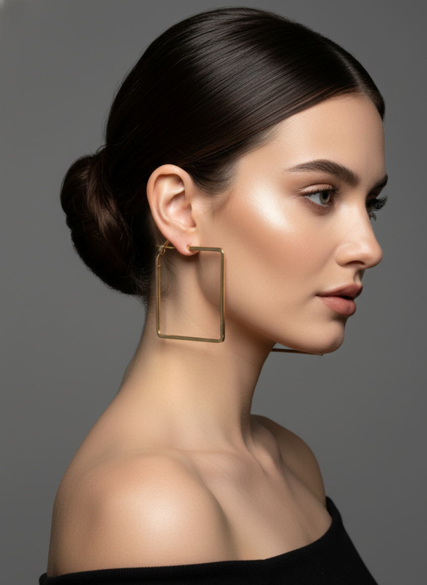 Gold Square Hoop Earrings