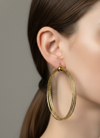 Classic Textured Gold Hoop Earrings