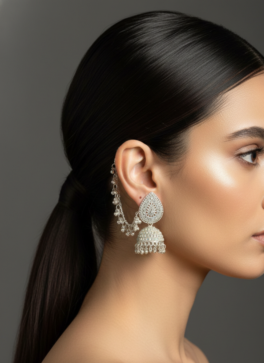 Royal Stone Bahubali Jhumki Earrings