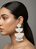 Handmade Crescent Layer Pearl Drop Earrings