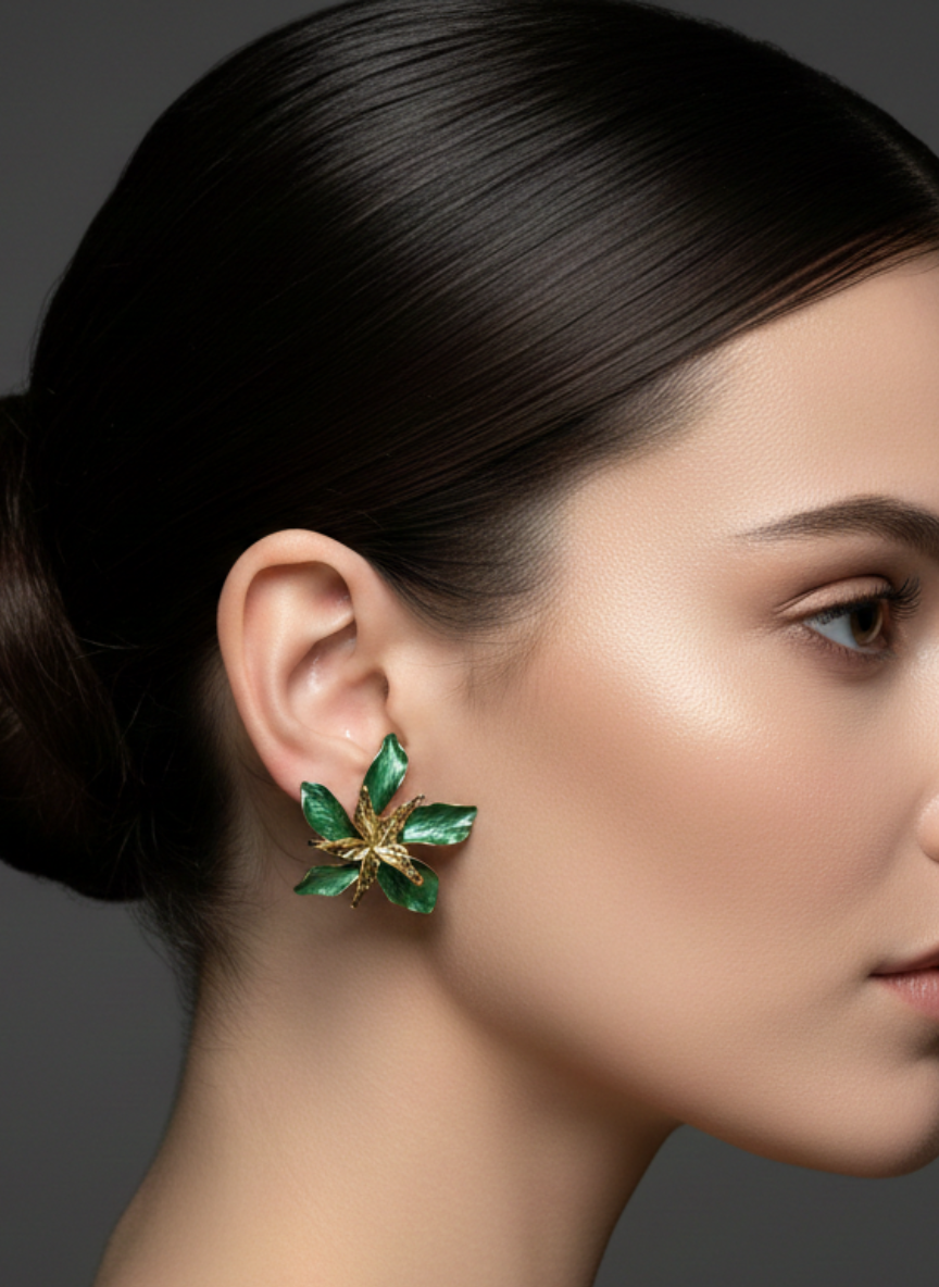 Bloom Statement Earrings Green