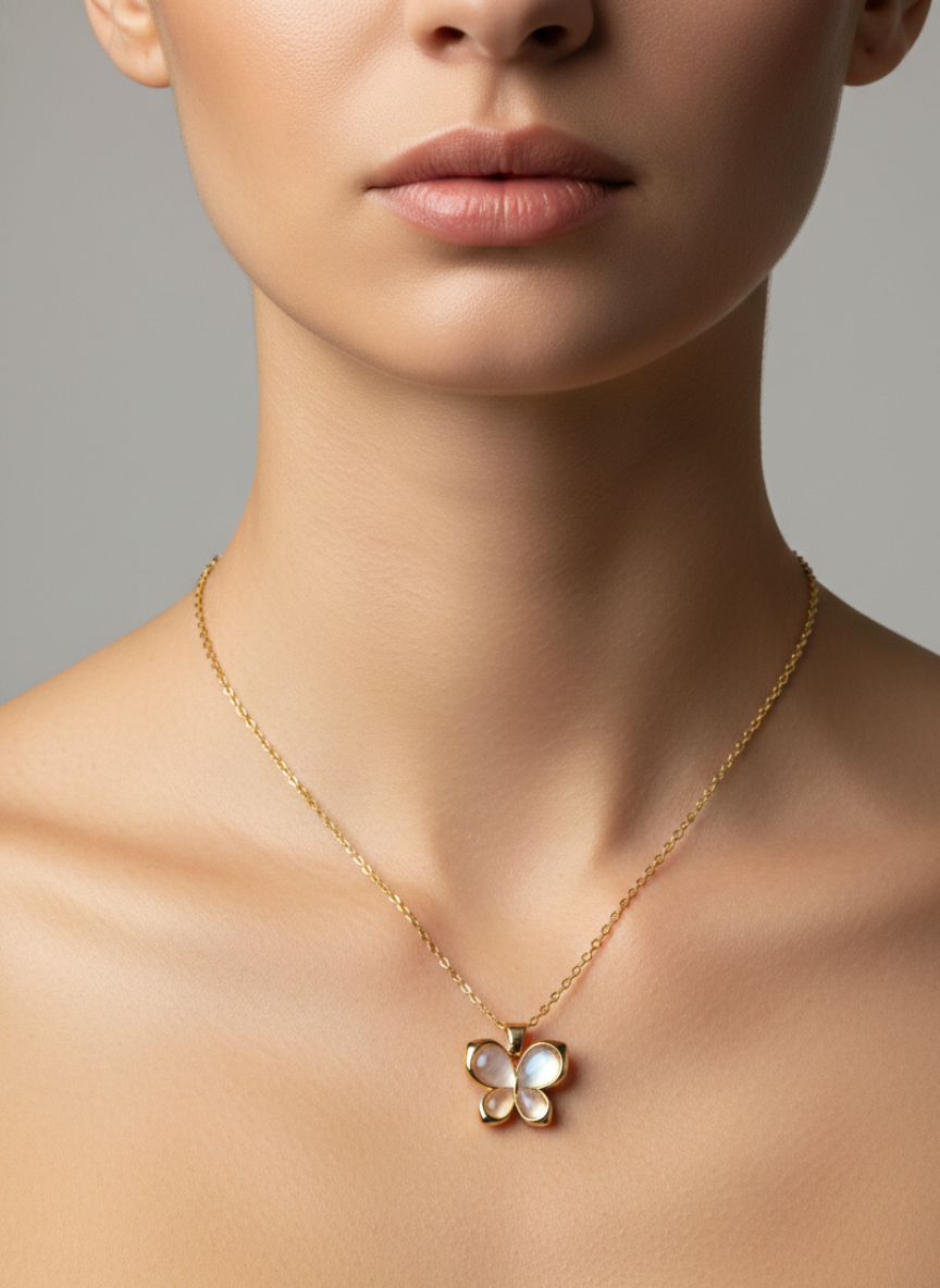 Elegant Butterfly Pendant Necklace Gold