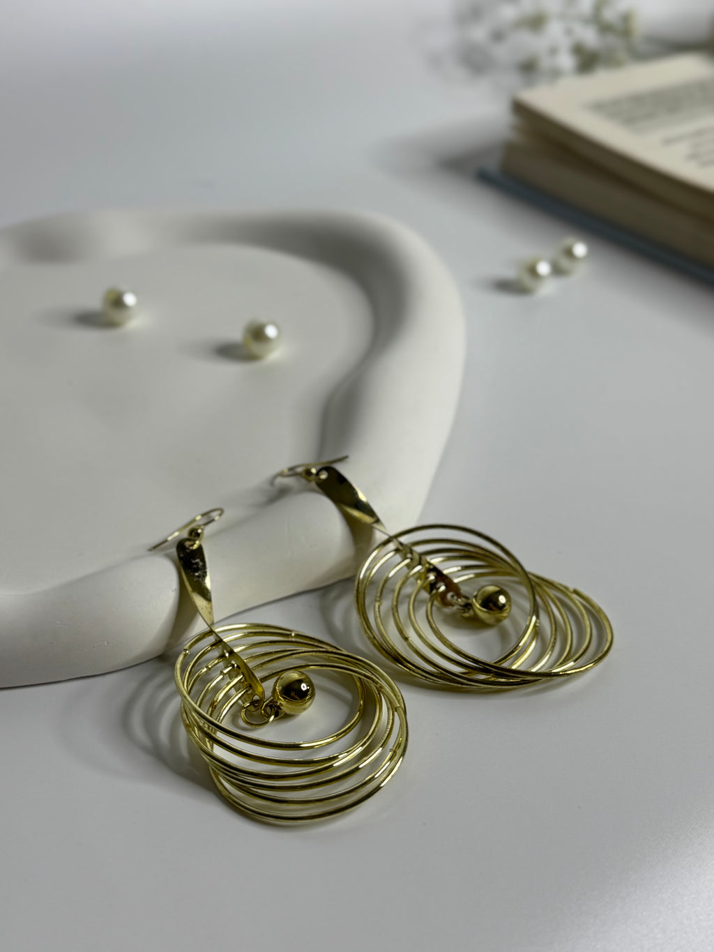 Golden Orbit Spiral Drop Earrings